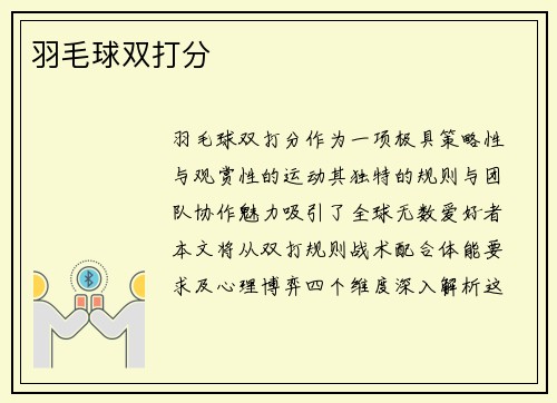 羽毛球双打分